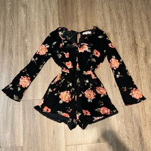 Black Flowy, Floral Romper